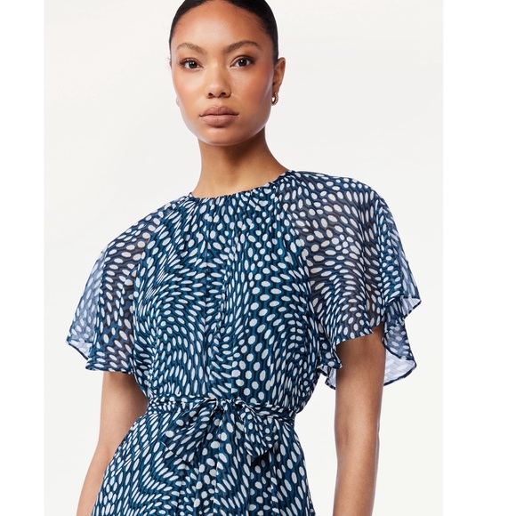 Brand new Scoop Women's Tie Waist Midi Dress with Ruffle Sleeves size s (4-6) - Picture 3 of 5